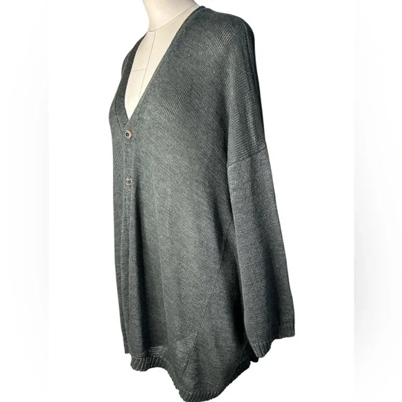 Eskandar lagenlook linen blend cardigan sweater